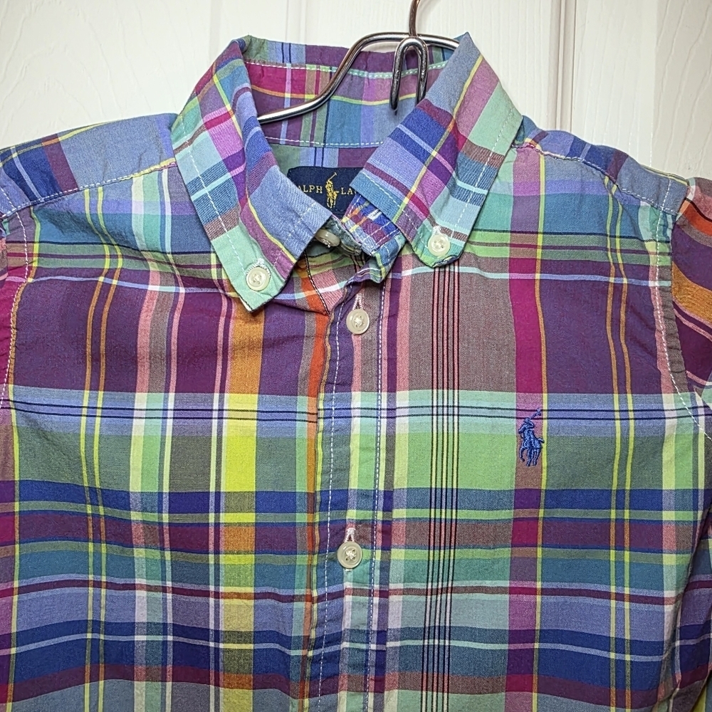 Ralph Lauren Plaid Long Sleeve Button Down Shirt Boys 2T - Picture 2 of 7